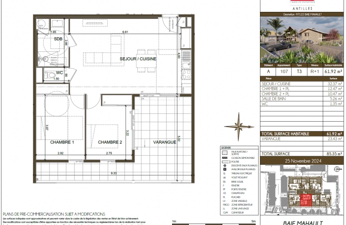 EMPLACEMENT EXCEPTIONNEL pour cet appartement T2 au dernier &eacute;tage dans une r&eacute;sidence s&eacute;curis&eacute;e avec ascenceur.