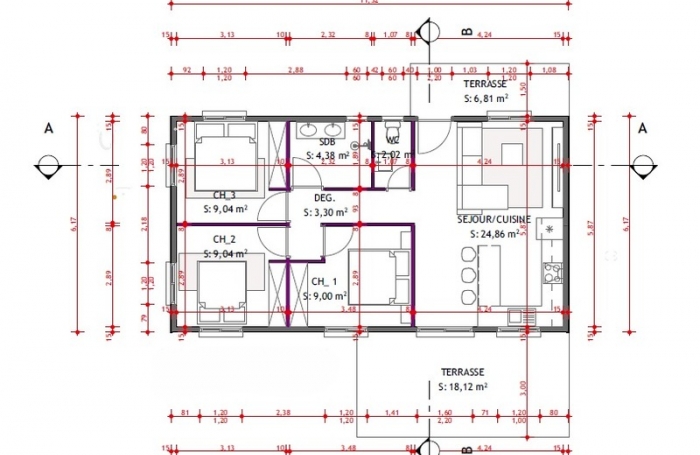 Vente Maison 62m&sup2; 4 pi&#232;ces Baie Mahault