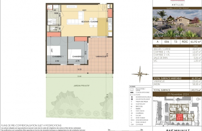 Appartement 3 pièces - Grande terrasse et jardin privatif