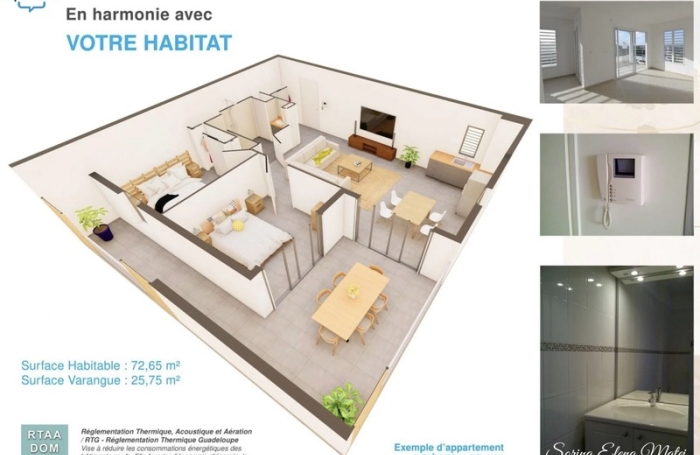 Vente Appartement 42m&sup2; 2 pièces Baie Mahault