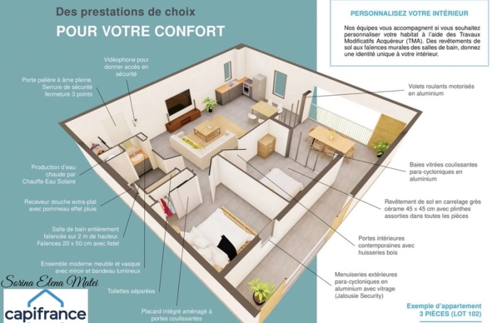 Vente Appartement 42m&sup2; 2 pièces Baie Mahault
