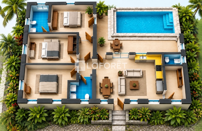 Vente Terrain 400m&sup2; 4 pi&egrave;ces Baie Mahault
