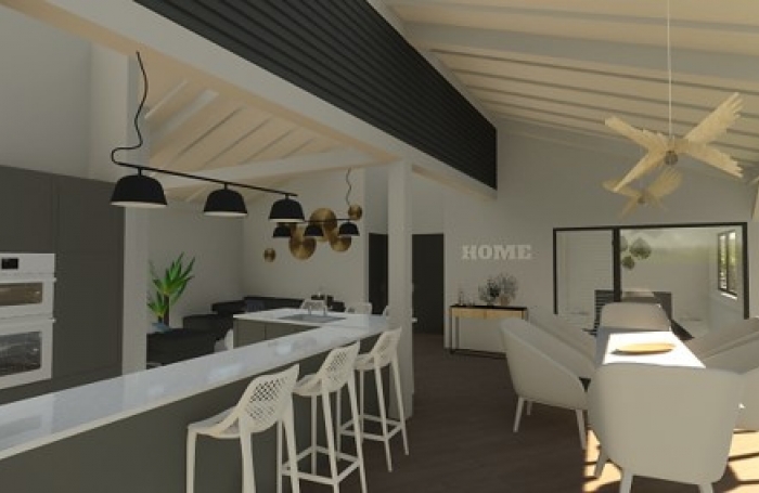 Programme neuf compos&eacute; d&rsquo;une villa vue mer et de deux lodges sur un terrain de 1212m2 sur la commune des Anse