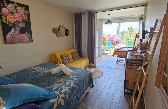 Magnifique studio avec terrasse, deck, jardin et vue mer