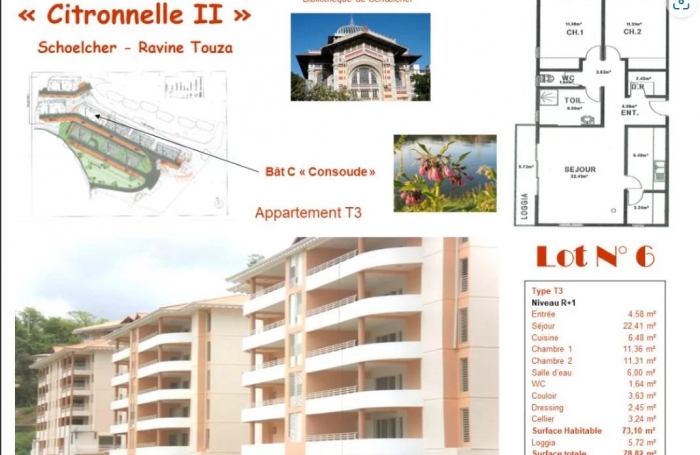 Vente Appartement 73.1m&sup2; 3 pièces Schoelcher