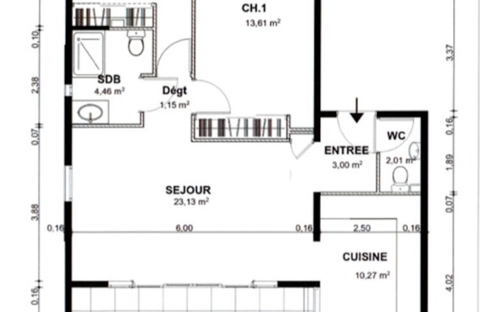 Location Appartement 75m&sup2; 3 pi&egrave;ces Le Lamentin