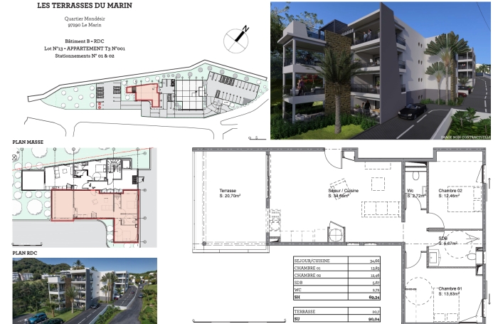 Superbe T3 Neuf en Rez-de-Chauss&eacute;e   Quartier Mond&eacute;sir, Le Marin