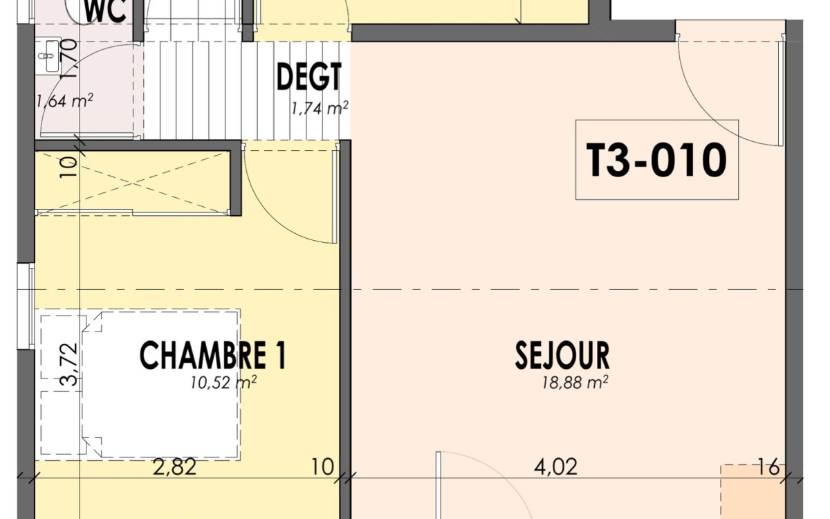 Appartement T3 avec varangue &ndash; Ducos, Le Clos des Bambous &ndash; 57 m&sup2;