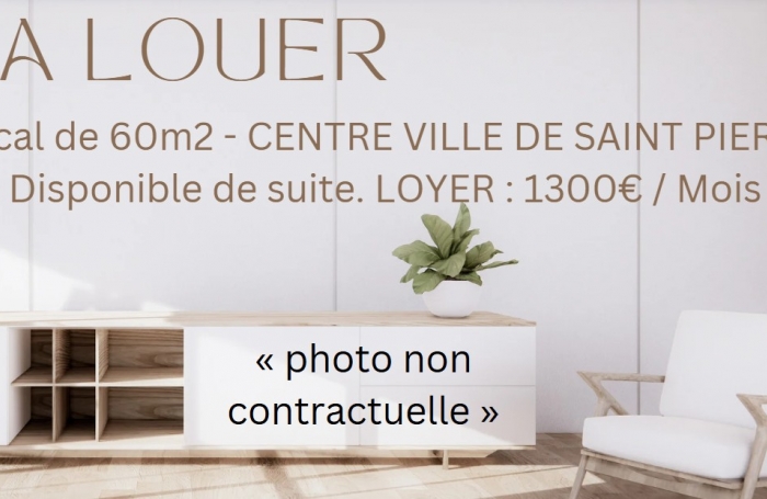 A LOUER - LOCAL de 60m2 -  CENTRE VILLE DE SAINT-PIERRE - Activit&eacute;s autoris&eacute;es : commerce, bureau, service (Ho