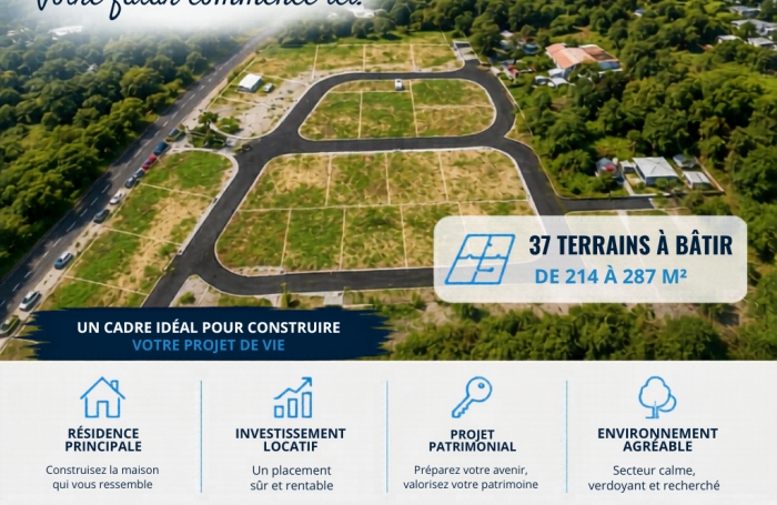 Vente Terrain 214m&sup2; Rivi&egrave;re Saint Louis