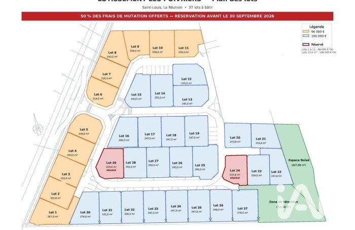 Vente Terrain 247m&sup2; Saint Louis