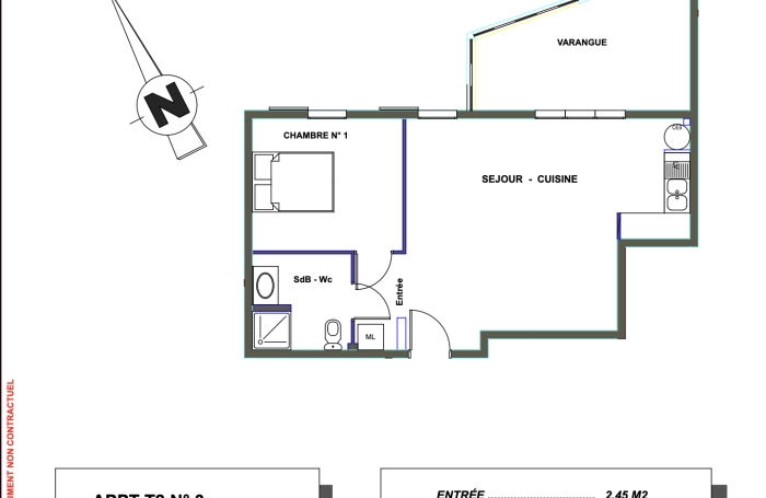 Vente Appartement 63m&sup2; 2 pièces Saint Joseph