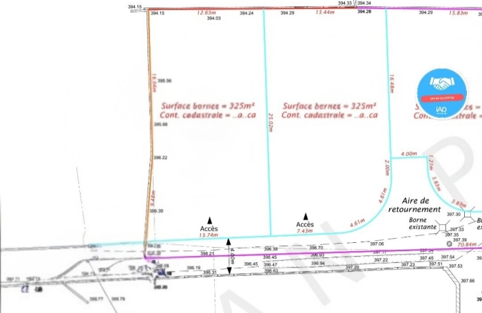 Vente Terrain 325m&sup2; L'Entre Deux